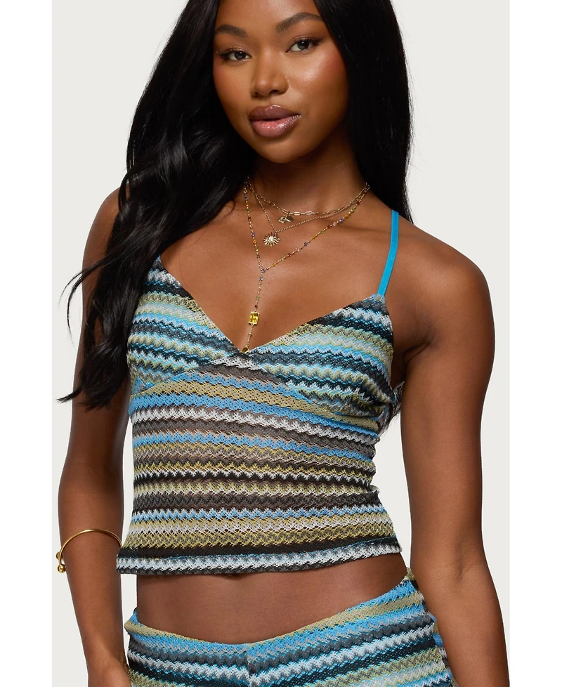 Edikted Womens Zigzag Stripe Tank Top