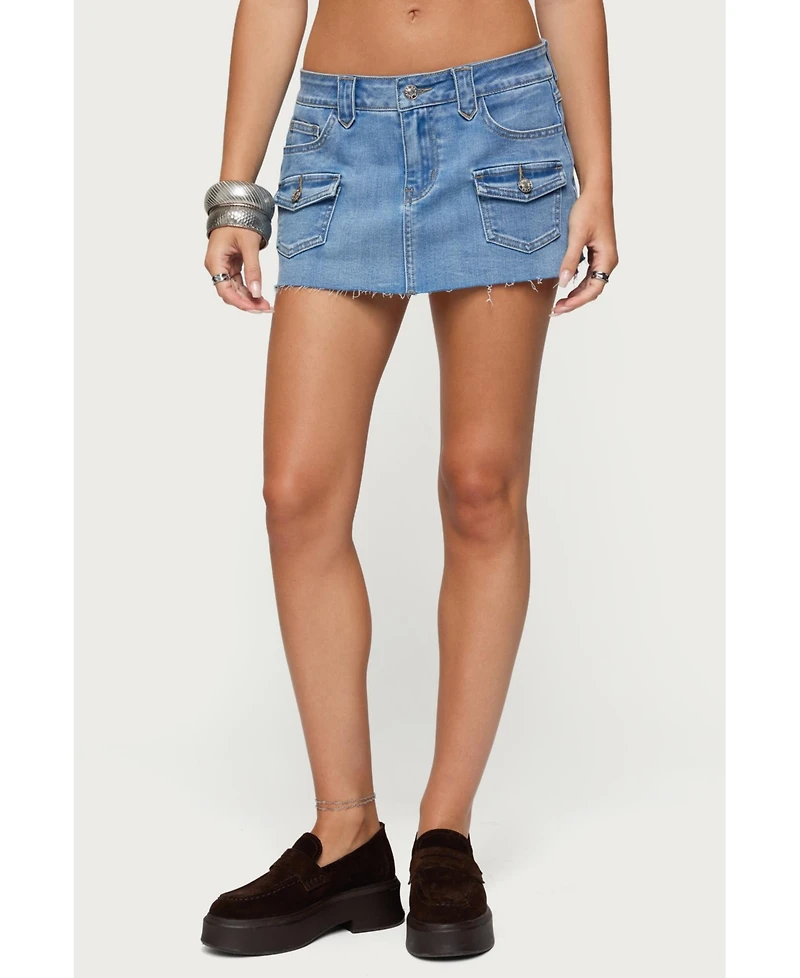 Edikted Women's Lury Denim Mini Skort