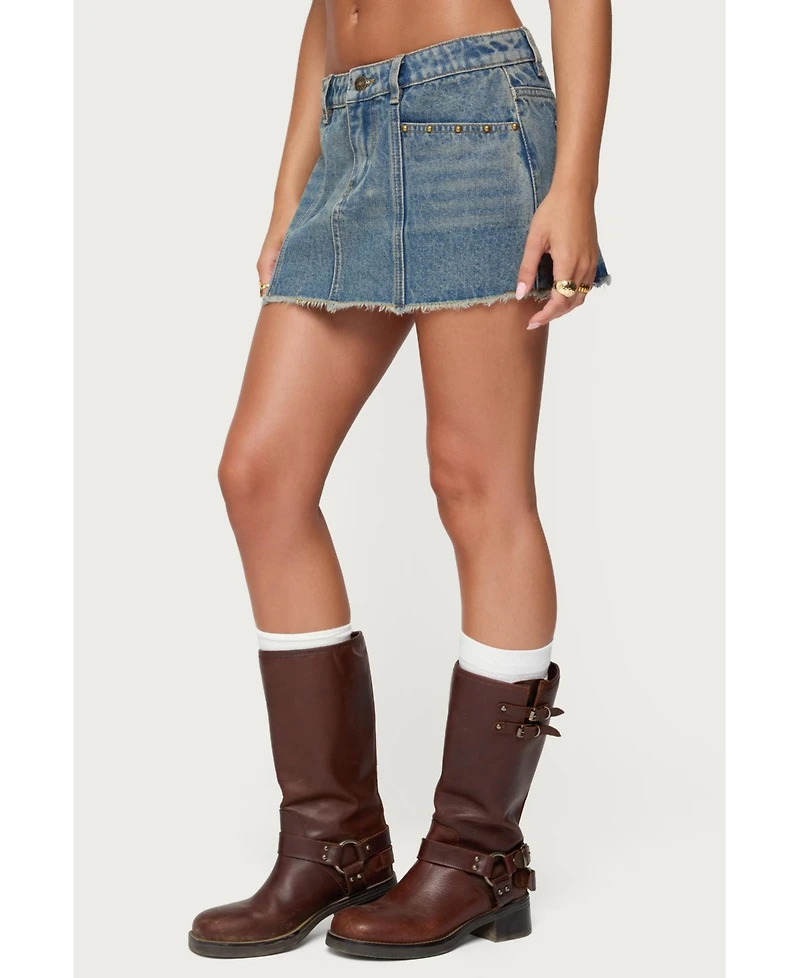 Edikted Women's Keiko Studded Denim Mini Skirt