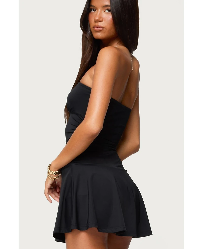 Edikted Womens Evonna Strapless Flared Romper
