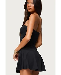 Edikted Womens Evonna Strapless Flared Romper