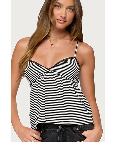 Edikted Women's Orietta Striped Babydoll Top