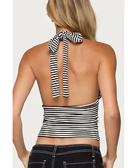 Edikted Women's Sage Striped Halter Top