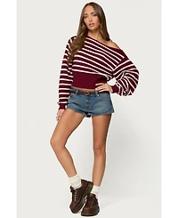 Edikted Womens Mika Off Shoulder Oversized Sweater