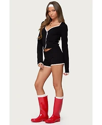 Edikted Women's Sansa Lacey Knit Micro Shorts