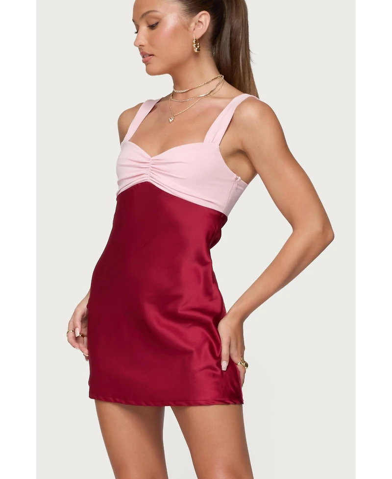 Edikted Women's Contrast Satin Effect Mini Dress