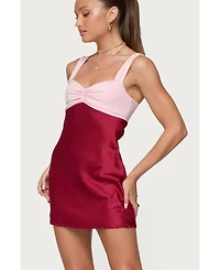 Edikted Women's Contrast Satin Effect Mini Dress