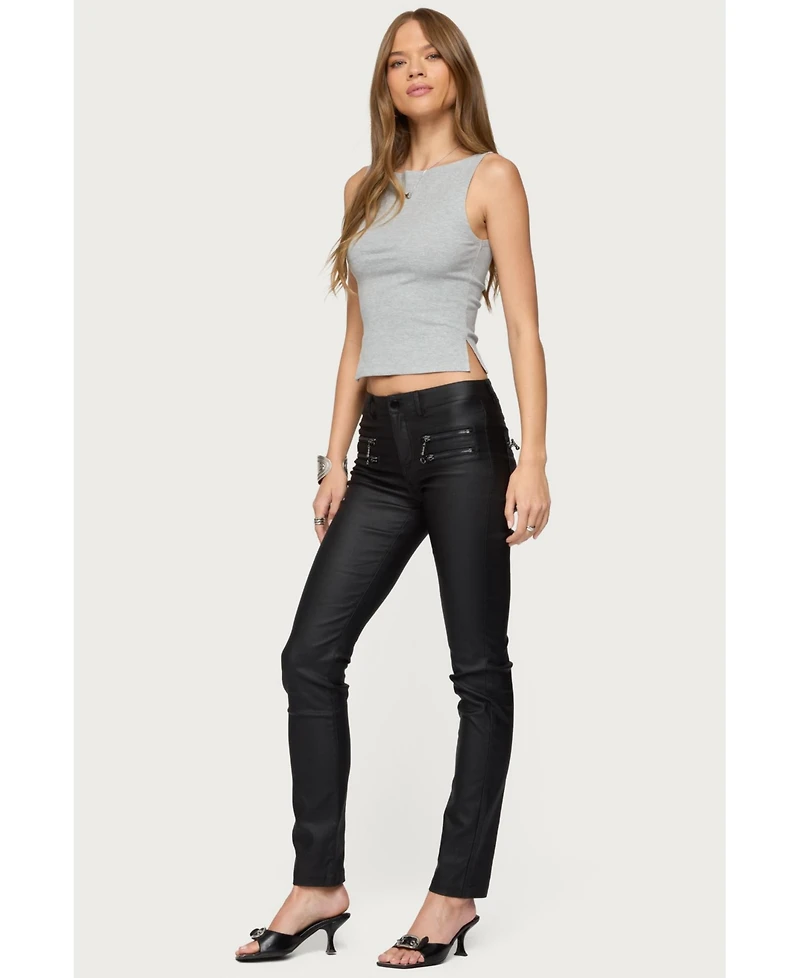Edikted Womens Elliana Side Slit Tank Top