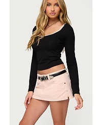 Edikted Womens Contrast Lacey Long Sleeve Top