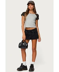 Edikted Womens Liva Contrast Raglan T Shirt