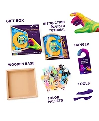 Wise Elk Okto Little Worlds - Bunny on the Moon - Foam Air-Dry Clay Wooden Art Kit (8.3" Square)