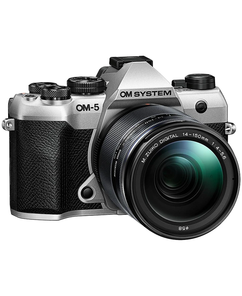 Om System Om-5 Mark Ii Mirrorless Camera, Silver with M.Zuiko Digital Ed 14-150mm f/4-5.6 Ii Lens