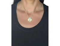 18K Gold Plated Flower Solitaire Pendant with Cz Surround