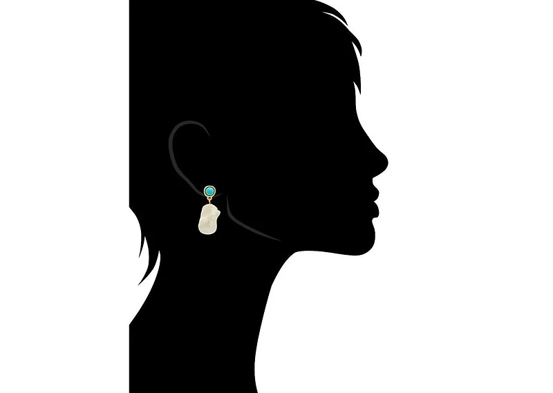 Turquoise and Baroque Shell Pearl Drop Earring