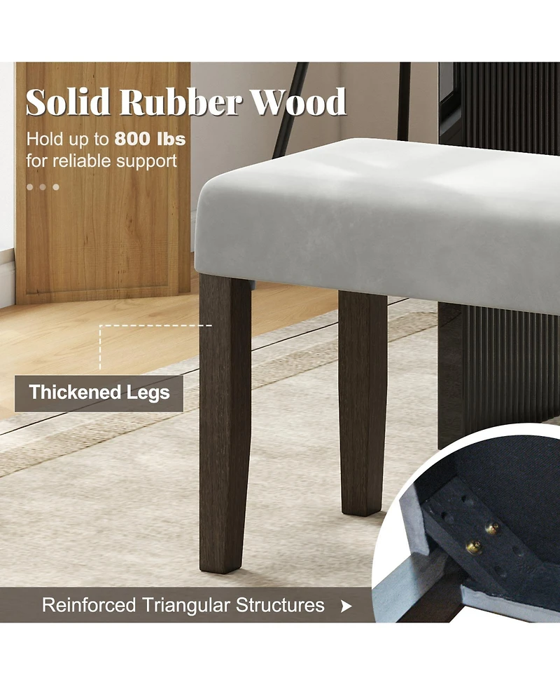 Gymax Set Of 2 Upholstered Bedroom Bench w/Padded Seat & Solid Wood Legs for Dining Room