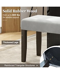 Gymax Set Of 2 Upholstered Bedroom Bench w/Padded Seat & Solid Wood Legs for Dining Room