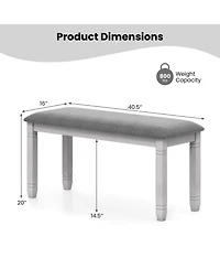 Gymax Upholstered Bedroom Bench w/ Padded Seat & Solid Wood Legs for Dining Room
