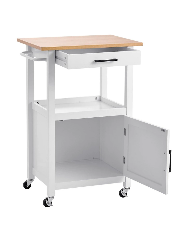 Slickblue Kitchen Island Cart with Rolling Storage Table and Single Door Cabinet
