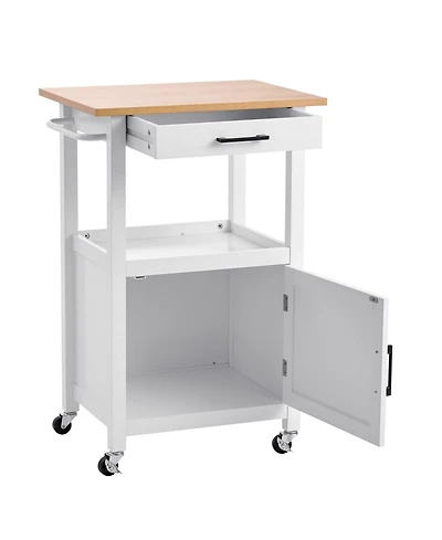 Slickblue Kitchen Island Cart with Rolling Storage Table and Single Door Cabinet