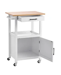 Slickblue Kitchen Island Cart with Rolling Storage Table and Single Door Cabinet