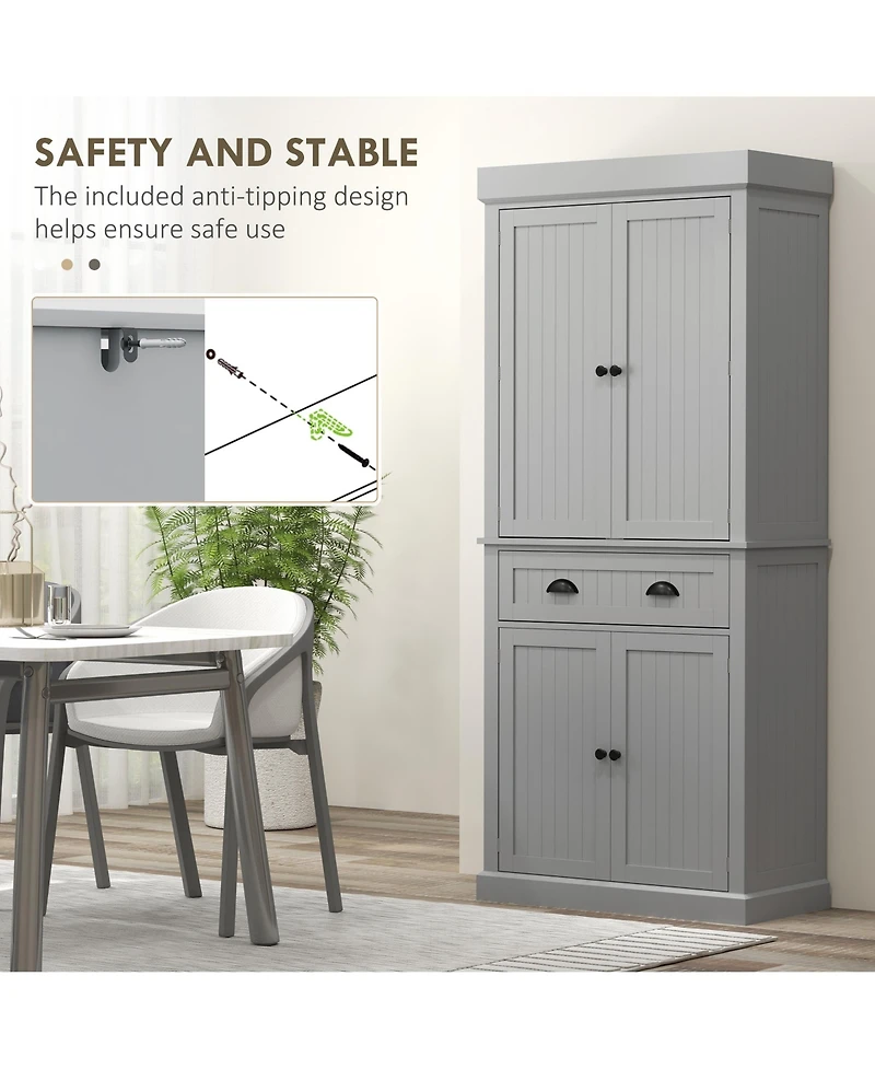 Slickblue Tall Kitchen Storage Cabinet with Doors and Shelves for Pantry and Dining Room