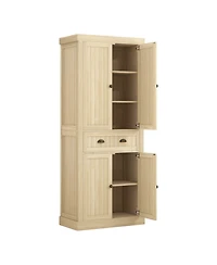 Slickblue Stylish Wooden Kitchen Storage Cabinet with Adjustable Shelves for Pantry Organization