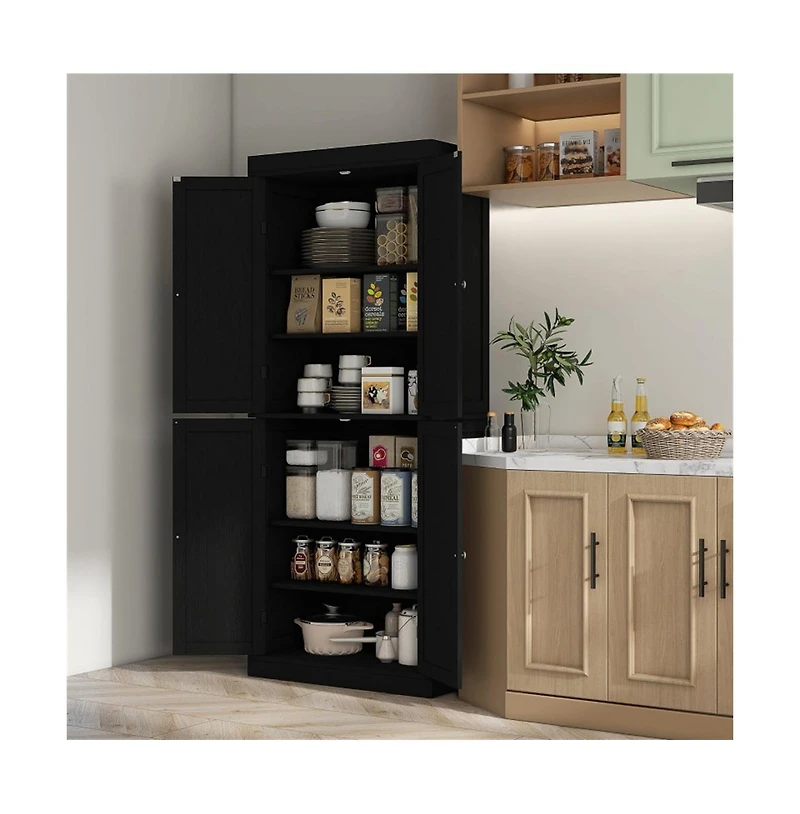 Slickblue Robust Kitchen Storage Cabinet with Doors and Adjustable Shelves for Organized Pantry