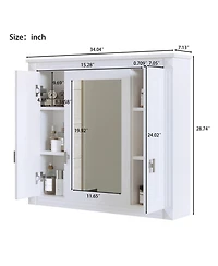 Slickblue Wall Mounted Medicine Cabinet with Mirrored Door and 4 Shelves for Bathroom Storage