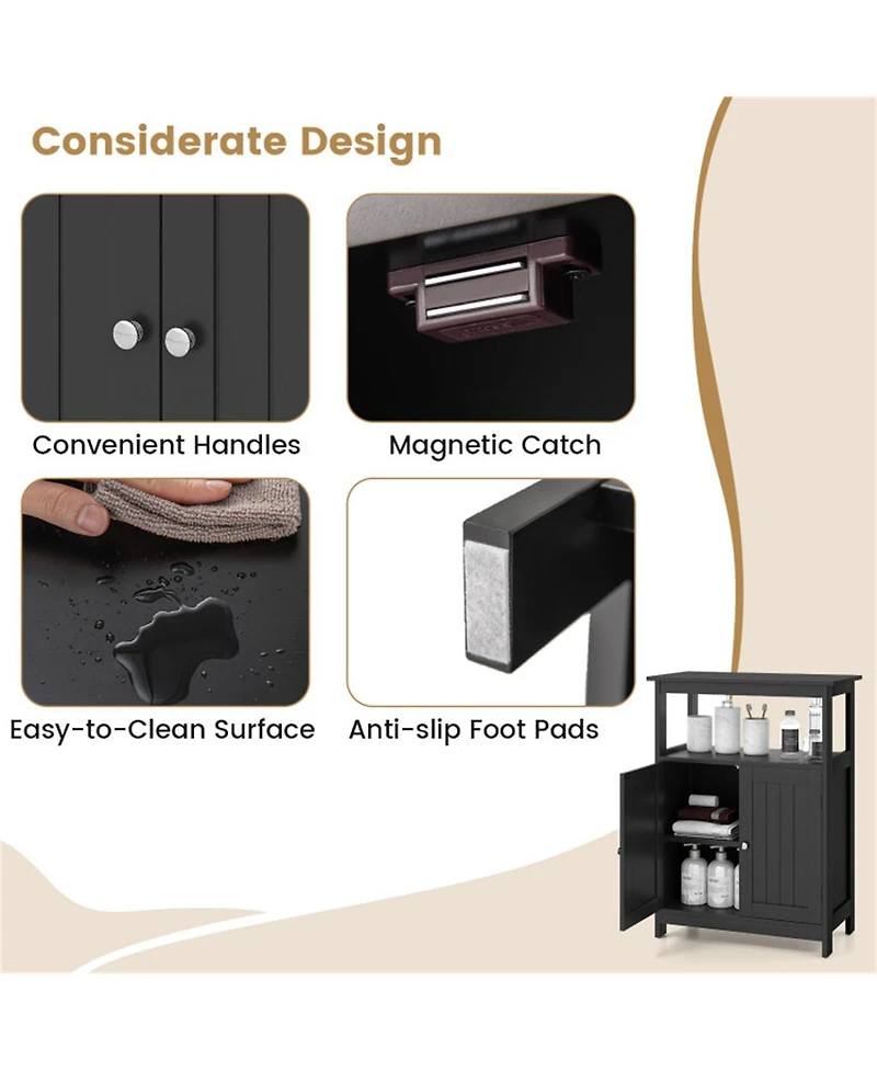 Slickblue Bathroom Floor Cabinet Freestanding Storage Organizer for Towels and Essentials