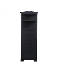 Triangle Tall Cabinet with 3 Drawers and Adjustable Shelves for Bathroom and Kitchen