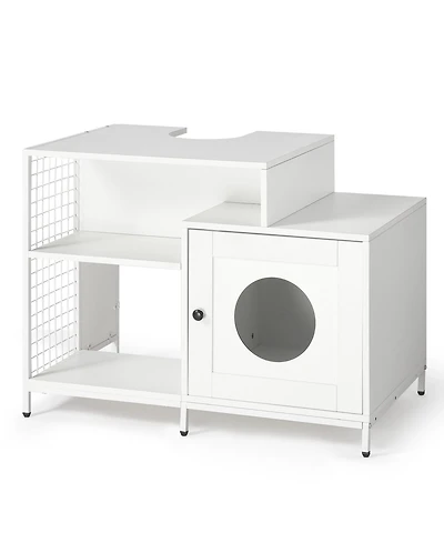 Slickblue Cat Litter Box Enclosure with Divider Hidden Litter Washroom for Large Indoor Cats