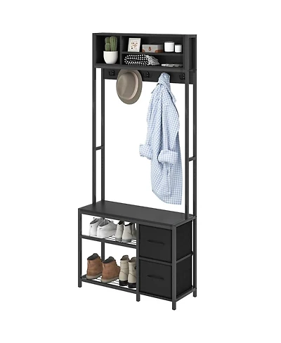 Slickblue Shoe Storage Cabinet and Hall Tree Combo for Organized Entryway Shoes