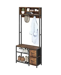 Slickblue Shoe Storage Cabinet and Hall Tree Combo for Organized Entryway and Shoes