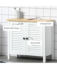 Slickblue Pedestal Sink Storage Cabinet with Double Doors for Bathroom Organization