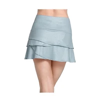 Lucky Love Women's All That Shimmers Scallop Heather Gray Tennis Skirt