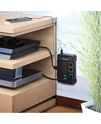 CyberPower HT600WSU2A 6-Outlet 500V Wall Mount Surge Protector, Black