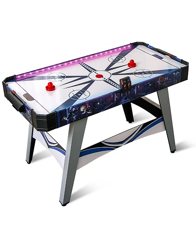 Gymax 54'' Air Hockey Game Table w/2 Pushers Pucks Adjustable Foot Pads Led Scoreboard