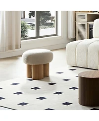 The Pop Home Modern Mushroom Ottoman with Wool Cushion, Footstool, Upholstered Seat for Living Room or Bedroom-The