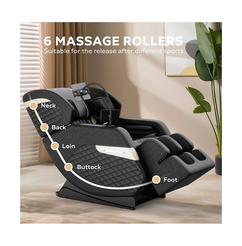 Zero Gravity Massage Chair with Heat, Foot Roller & Air Compression, Full Body Recliner with Bluetooth-Maison Boucle
