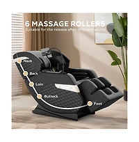 Zero Gravity Massage Chair with Heat, Foot Roller & Air Compression, Full Body Recliner with Bluetooth-Maison Boucle