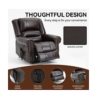 Maison Boucle Dual Motor Power Lift Recliner with Massage & Heat, Leather Electric Chair Usb Infinite Positions-Maison