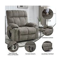 Heavy Duty Power Lift Recliner with Dual Motors, Massage & Heat, Infinite Position Chair Cup Holders-Maison Boucle