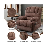 Maison Boucle Oversized Power Lift Recliner for Big & Tall Adults, 23" Wide Chenille Chair with Massage, Heat Usb-Maison