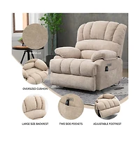 Maison Boucle Oversized Power Lift Recliner for Big & Tall Adults, 23" Wide Chenille Chair with Massage, Heat Usb-Maison
