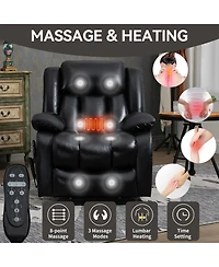 Maison Boucle Genuine Leather Power Lift Recliner for Seniors, Dual Motor Chair with 8-Point Massage, Heat & Infinite Position-Maison