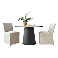 Maison Bouclee 3-Piece Round Dining Set with 35 Inch Table and 2 Upholstered Chairs, Removable Slipcovers for Easy Cleaning Dual Style