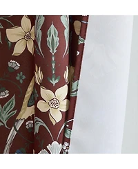 Hlc.me Florence Floral & Birds Patterned Window Back Tab Rod Pocket Curtains Bedroom - Light Blocking Darkening Window Panels