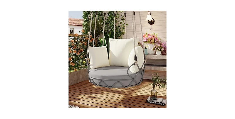 Flynama Outdoor Floating Swing Chair with 8 Inch Waterproof Cushion 300lb Capacity