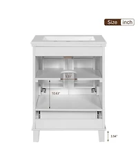 Casainc 24" Bathroom Vanity with Sink, Solid Wood Frame and Mdf, 2 Soft-Close Doors, Drawer and Storage Shelves