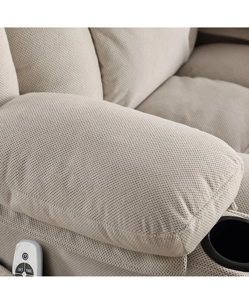Swinging Recliner Massage Heated Sofa with Usb and 2 Cup Holders